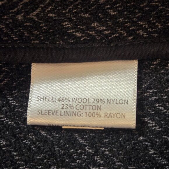 Eileen Fisher Herringbone Wool Blend Cardigan Blazer Womens Large Sweater Black - Picture 8 of 9